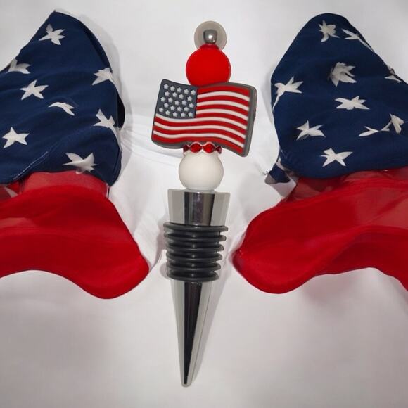 Flag Beaded Wine Bottle Stopper - Picture 1 of 1